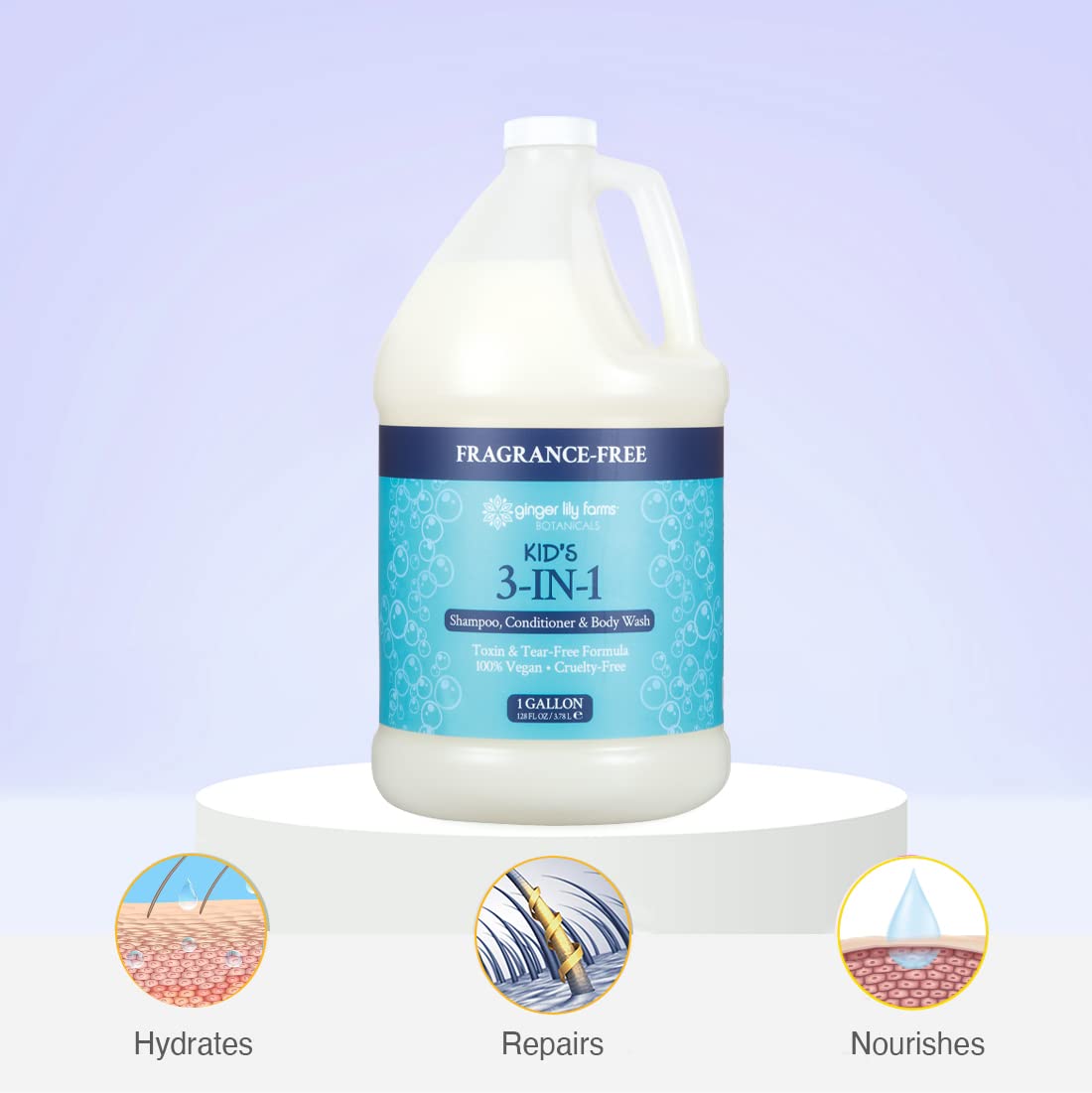 Ginger Lily Farms aloe and flaxseed visual highlighting soothing, plant-based ingredients