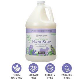 Ginger Lily Farms ingredient label close-up highlighting botanicals and vegan badge