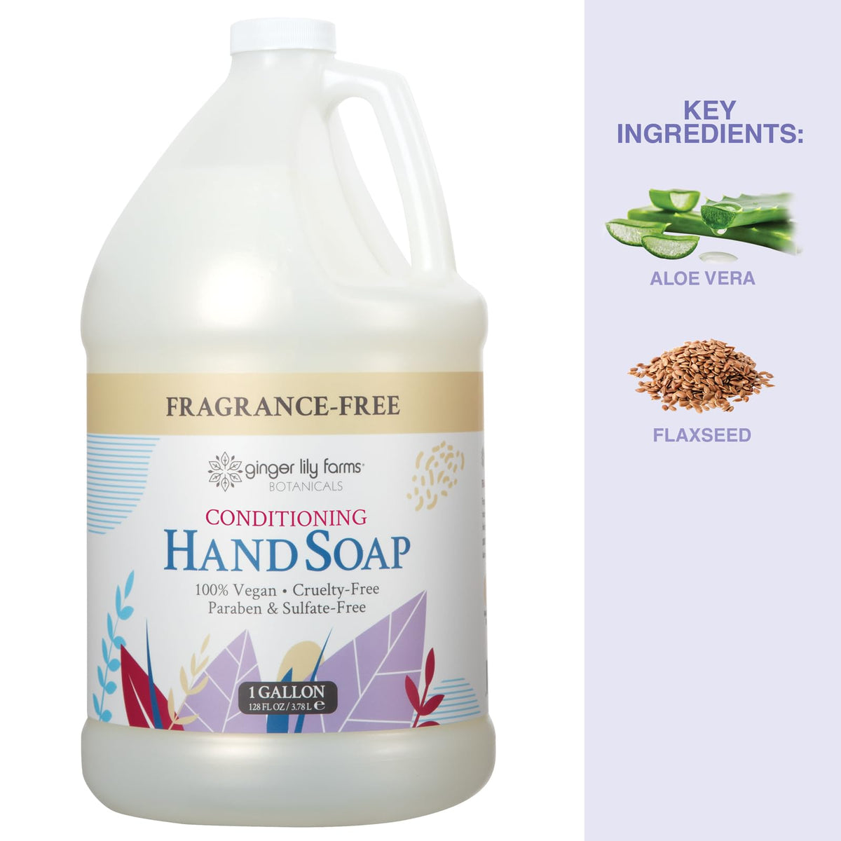 Ginger Lily Farms ingredients label showing botanical extracts and clean formula