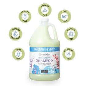 Ginger Lily Farms label close-up showing vegan and PETA-certified badge