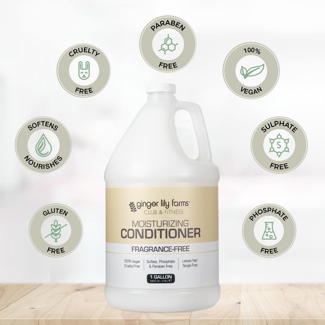 Ginger Lily Farms label close-up showing vegan and cruelty-free certifications
