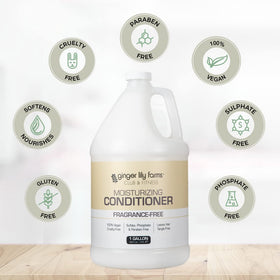 Ginger Lily Farms label close-up showing vegan and cruelty-free certifications