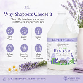 Ginger Lily Farms label close-up listing botanical ingredients and claims