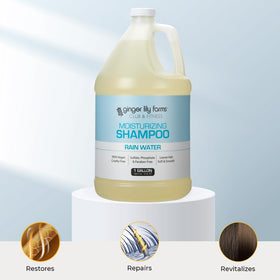 Ginger Lily Farms rich lather on hair demonstrating effective cleansing and softness