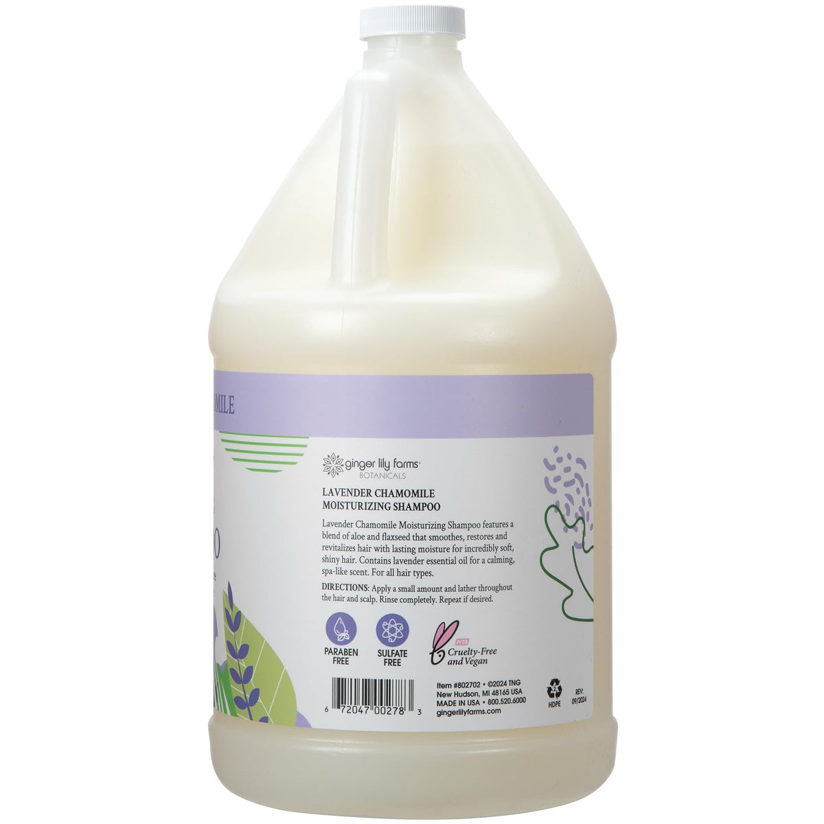 Ginger Lily Farms shampoo being poured to show smooth texture and lather