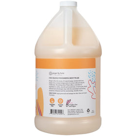 Ginger Lily Farms pouring refill into dispenser highlights eco-friendly refill convenience
