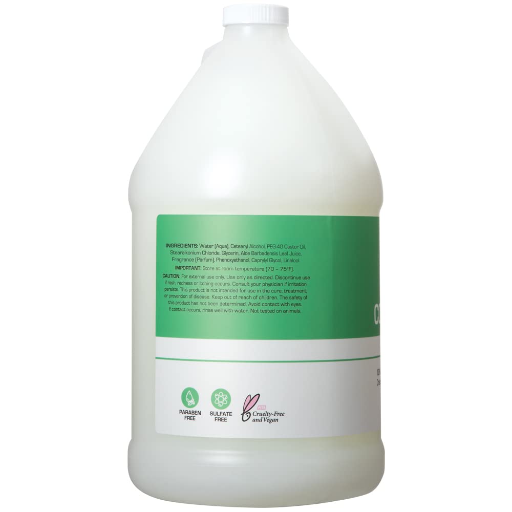 Ginger Lily Farms pouring conditioner into dispenser to show easy refill and cost savings