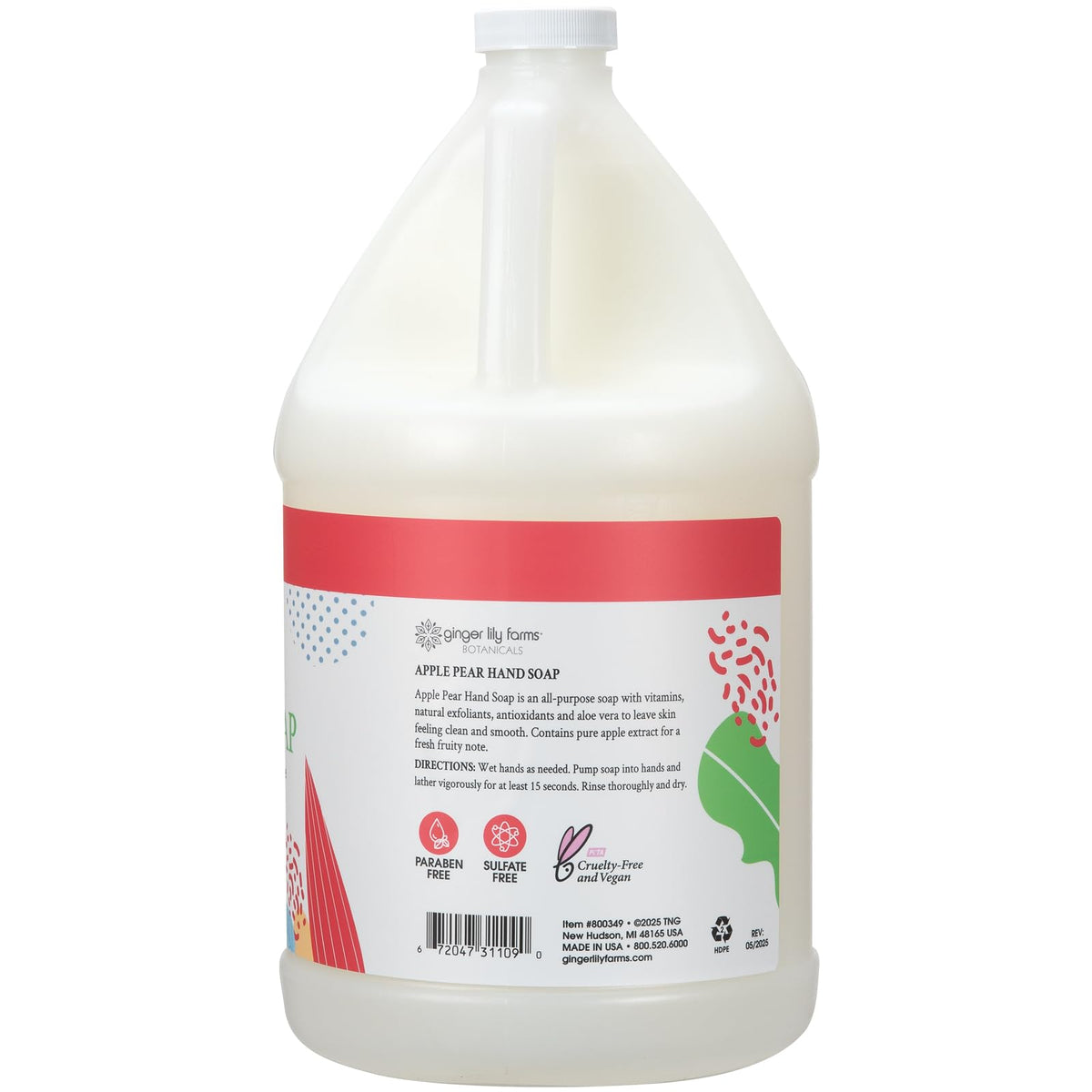Ginger Lily Farms pour spout refilling a dispenser demonstrating easy, mess-free transfer