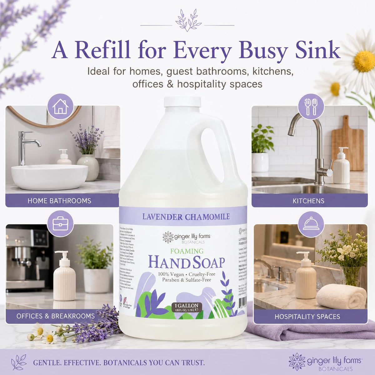 Ginger Lily Farms recycling and refill station promoting eco-friendly refills