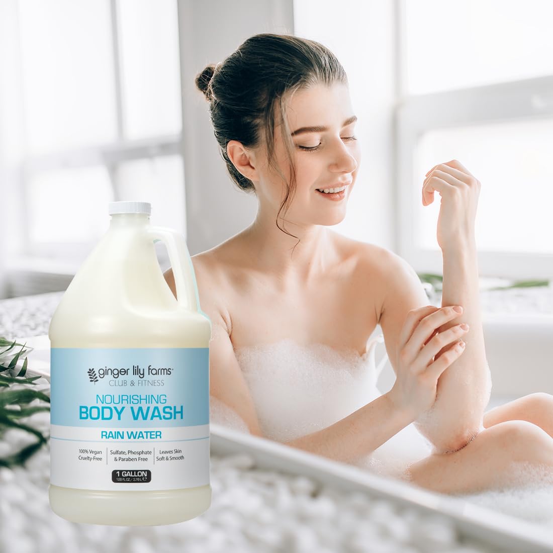 Ginger Lily Farms shower dispenser refill setup ideal for fitness centers