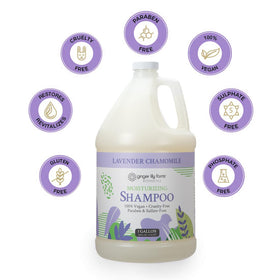 Ginger Lily Farms gallon refill in a shower dispenser reducing plastic waste