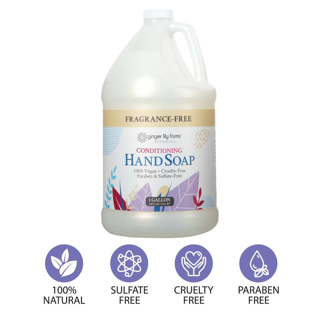 Ginger Lily Farms gallon beside everyday items showing large refill capacity