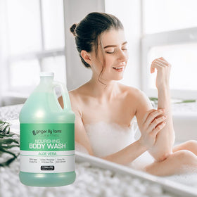Ginger Lily Farms in a gym shower scene showing suitability for fitness facilities