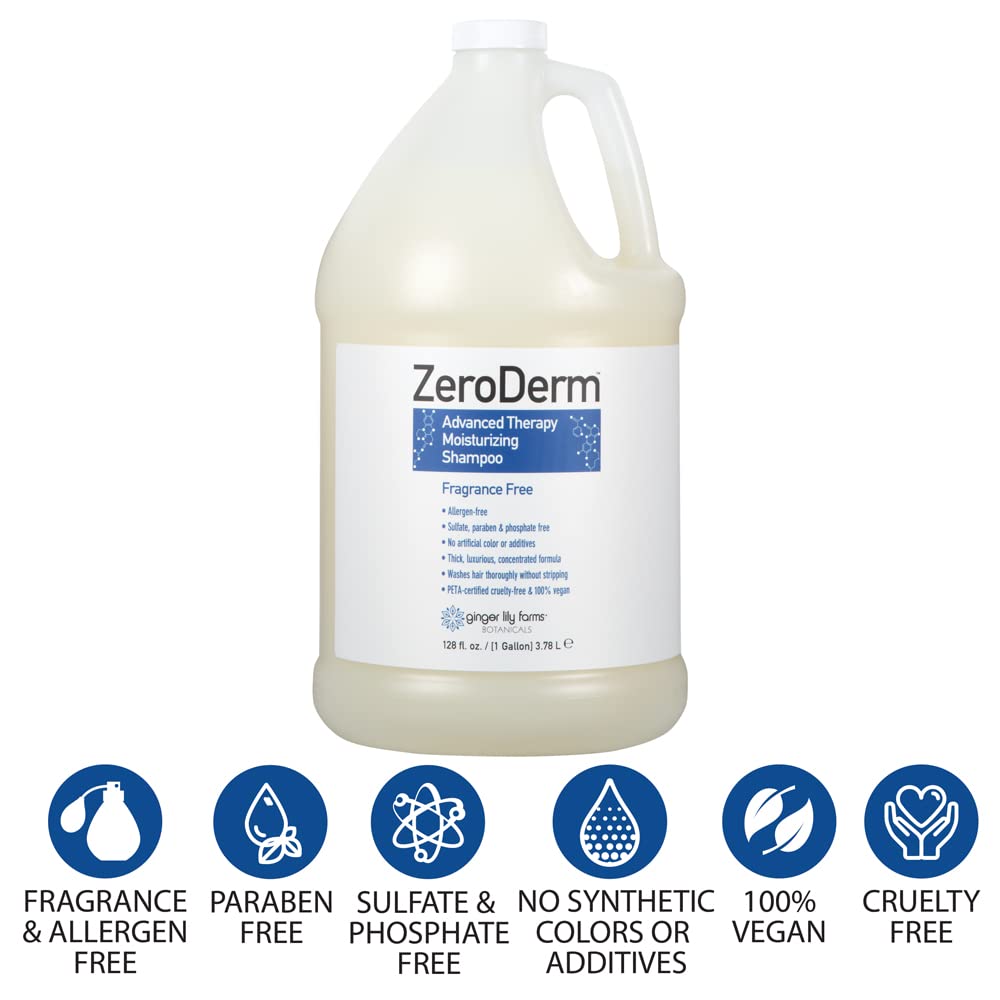 Ginger Lily Farms gallon placed in a shower showing easy refill and gentle cleanse