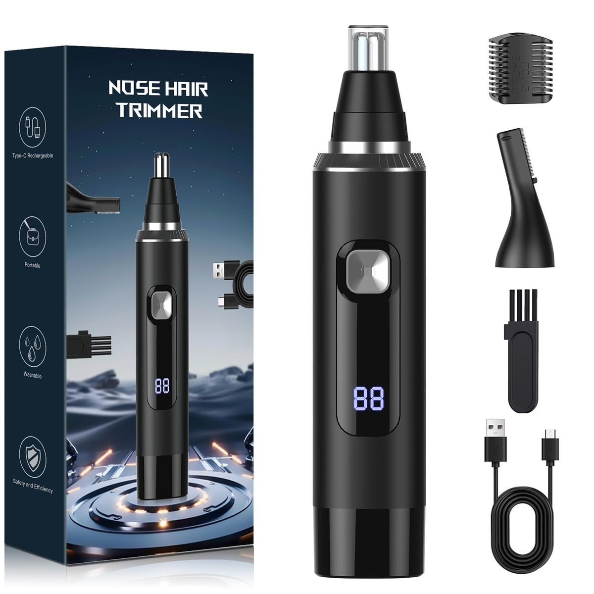 Ginity front view showing sleek trimmer and included accessories for easy grooming