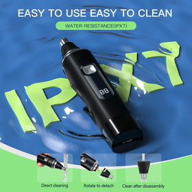 Ginity two interchangeable heads displayed for shared and multi-use hygiene