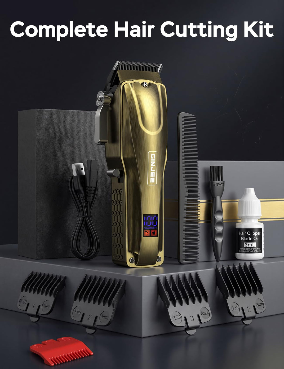 GinJee clippers beside a hand for size comparison and portability benefit