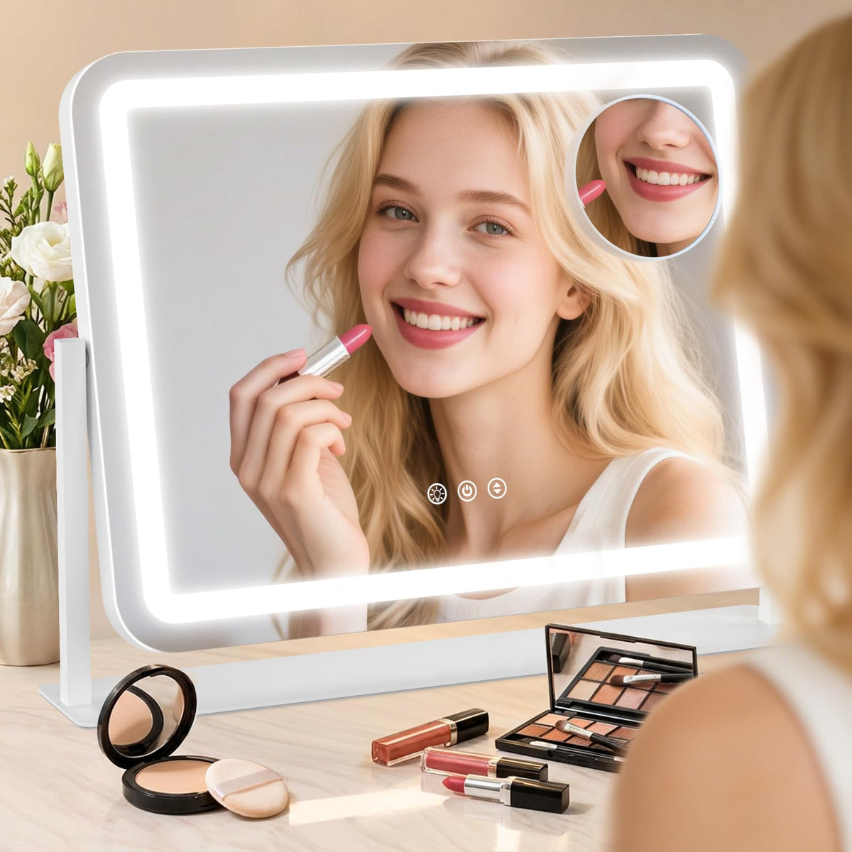 GioeDa mirror in bedroom setup showing styling convenience benefit