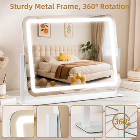 GioeDa mirror beside hand to show scale and practical tabletop fit benefit
