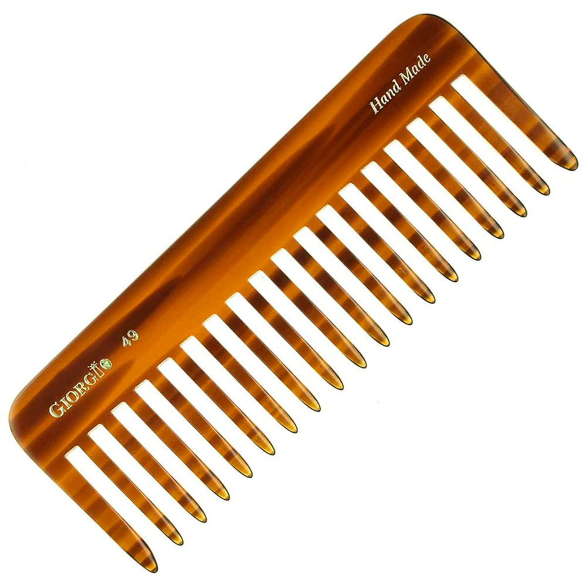 GIORGIO front view of tortoise-shell comb showing shape and grip benefits