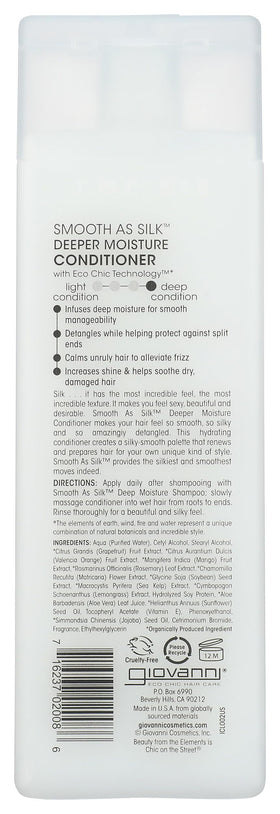 GIOVANNI back label with ingredients and directions for confident use