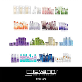 GIOVANNI on bathroom shelf styled lifestyle scene for daily routine appeal