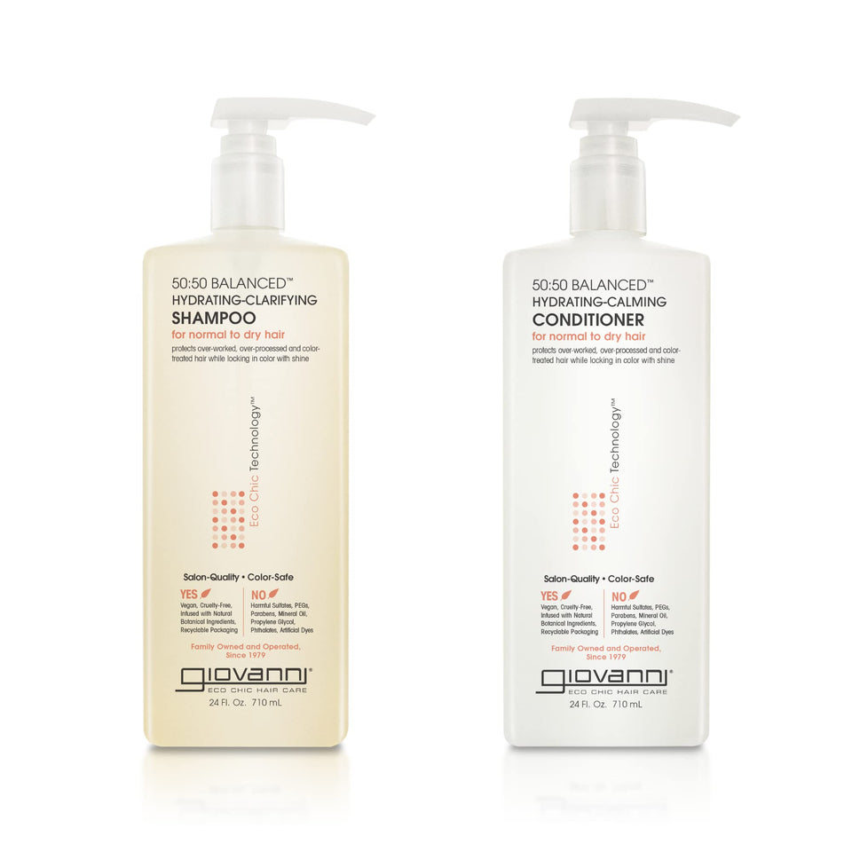 GIOVANNI front packaging showing 24 oz duo and clear product benefits