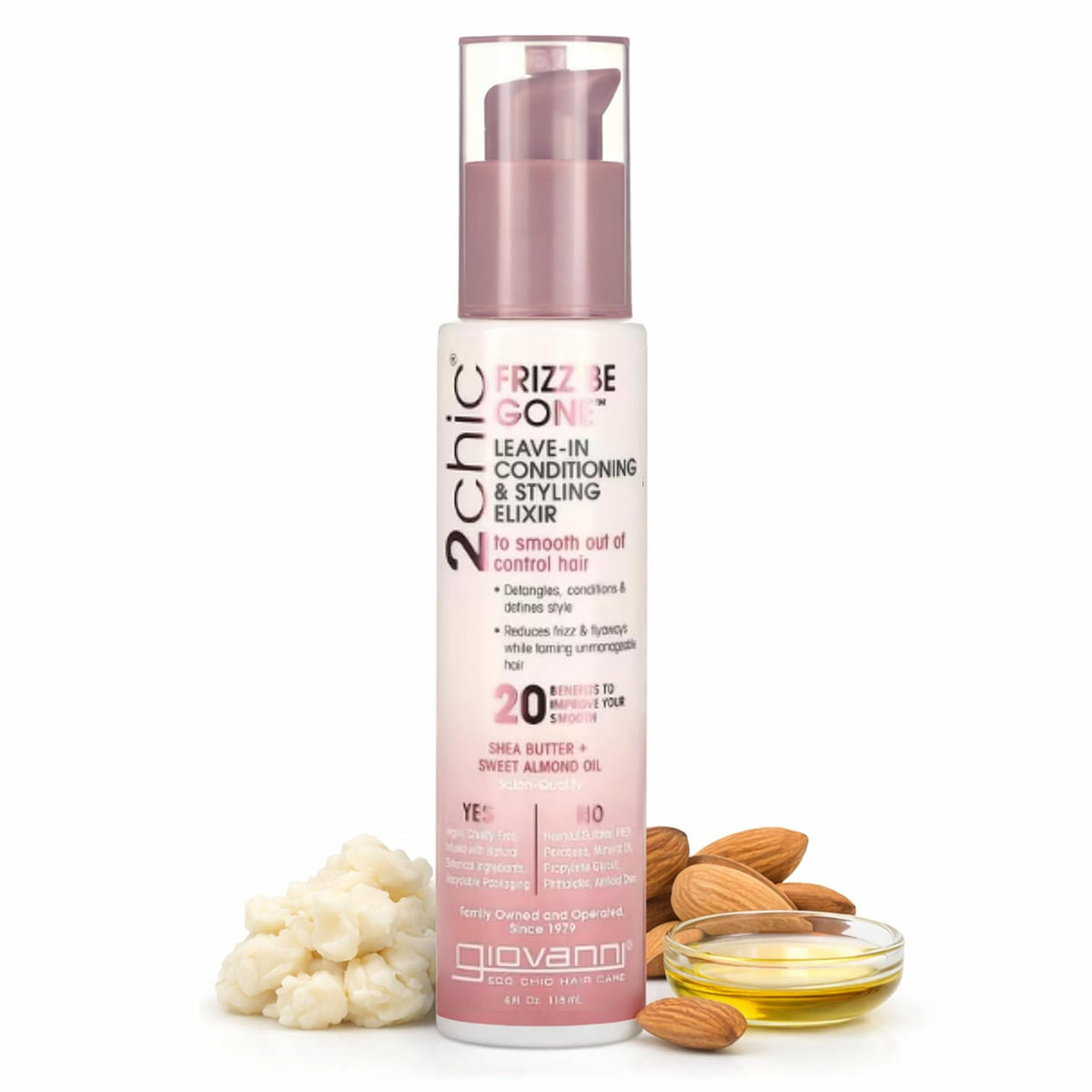 GIOVANNI front packaging showing 2chic elixir and benefits