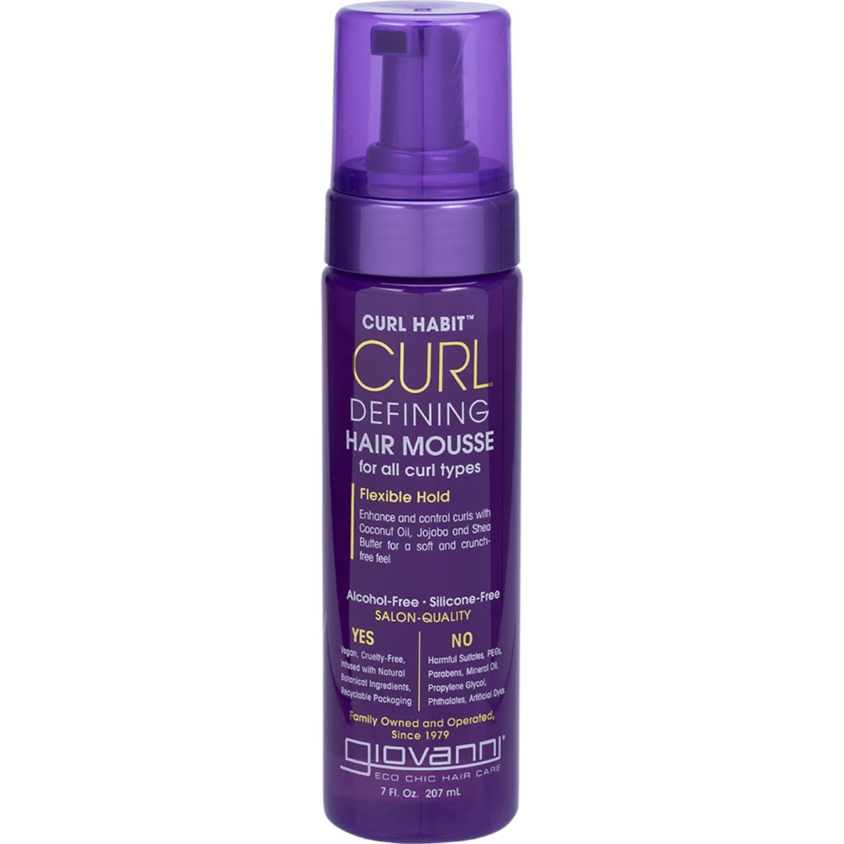 GIOVANNI front packaging showing curl mousse benefits