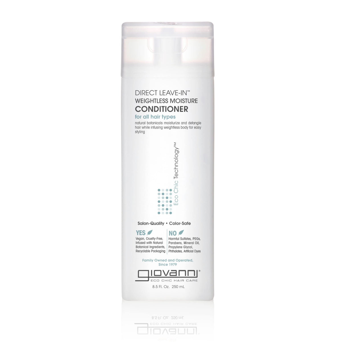 GIOVANNI front packaging showing bottle and branding, signals salon-quality care