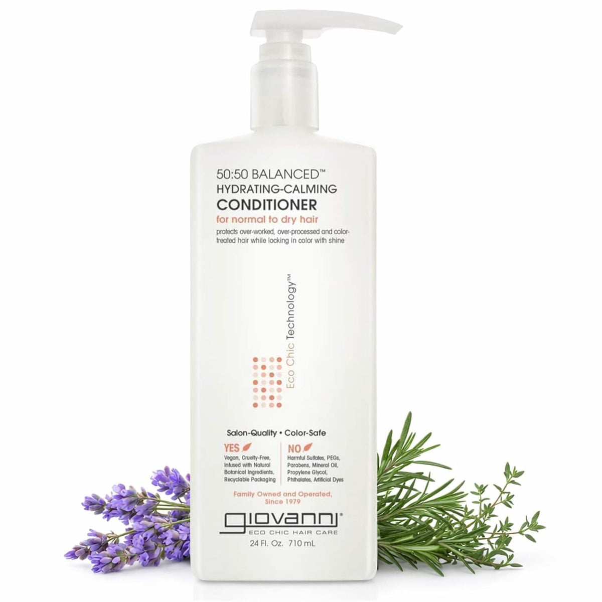 GIOVANNI conditioner front packaging showing 24 oz bottle and eco-friendly label benefits