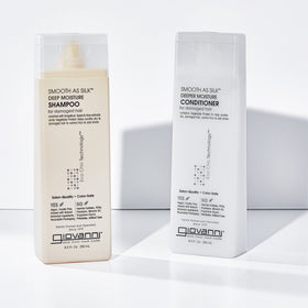 GIOVANNI set on bathroom shelf suggesting everyday moisture routine