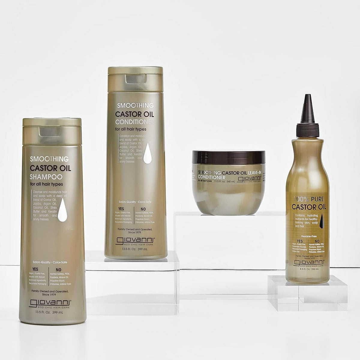 Giovanni conditioner being applied in shower showing smooth application for frizz control