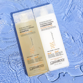 GIOVANNI shampoo lather on hair to show clarifying action and softness