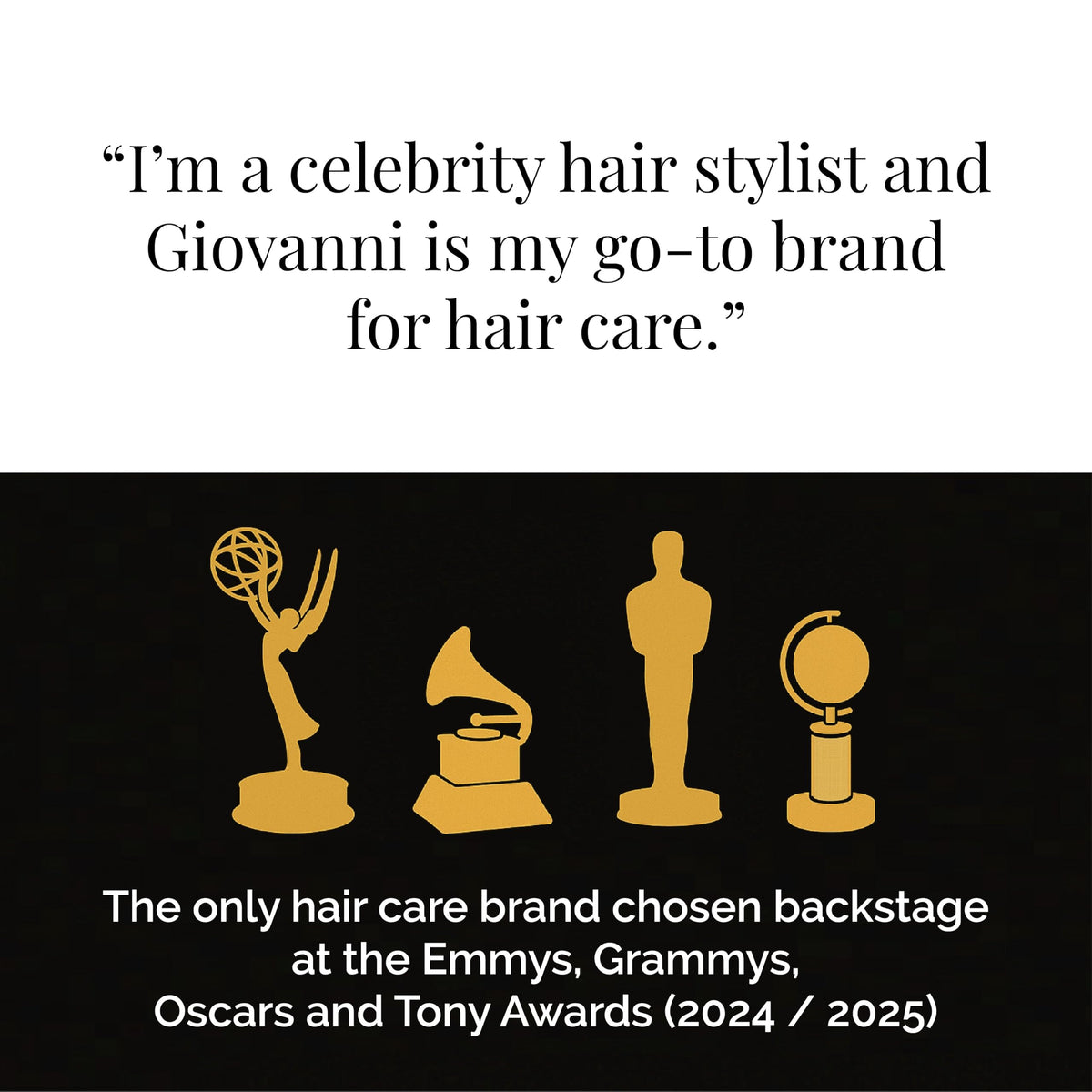 GIOVANNI duo styled on bathroom shelf showcasing salon-quality routine