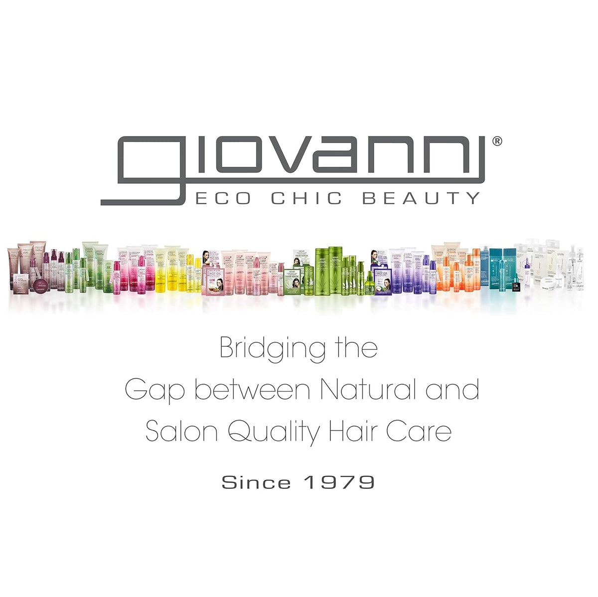GIOVANNI bottle on a bathroom shelf evoking salon-quality results in a home routine