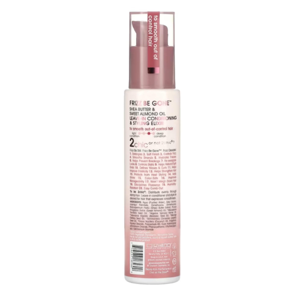 GIOVANNI pump dispensing silken elixir texture for smoothness