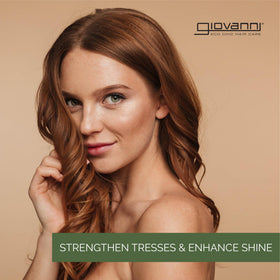 GIOVANNI shampoo dispensed in hand illustrating easy application and scalp refresh