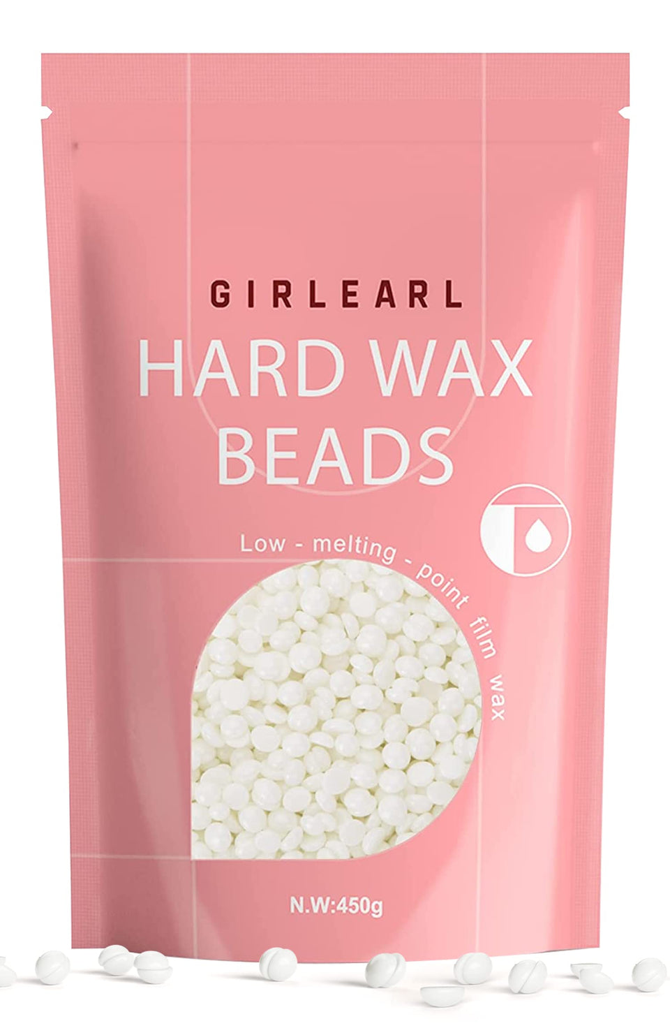 GIRLEARLE front packaging showing 1lb white wax beads and refill convenience