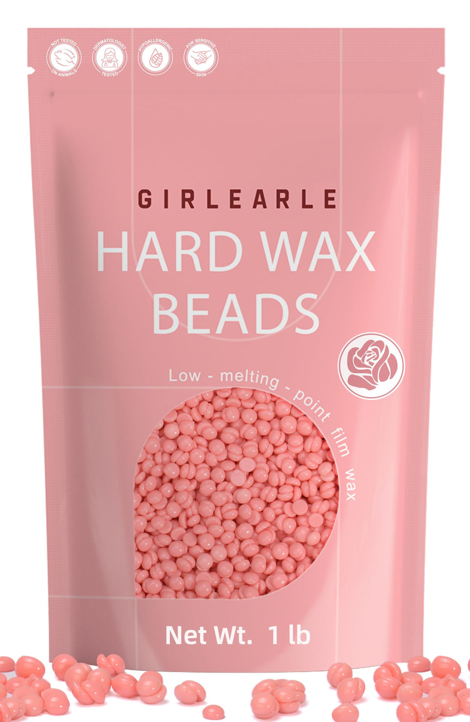 GIRLEARLE front packaging showing 1 lb wax beads and product benefit