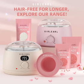 GIRLEARLE home salon setup with heater and spatulas, convenient at-home waxing solution