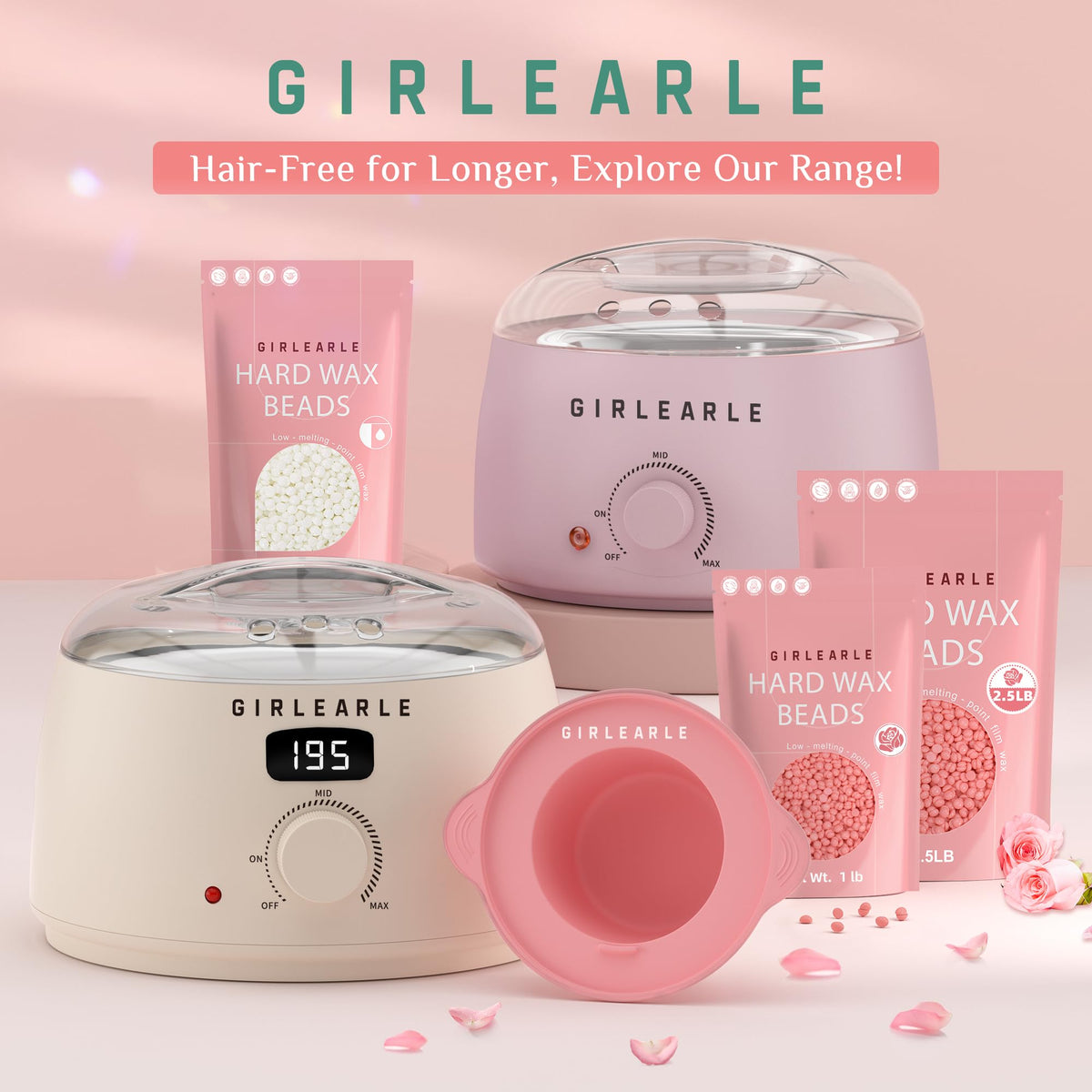 GIRLEARLE lifestyle bathroom setup with wax kit showing at-home convenience