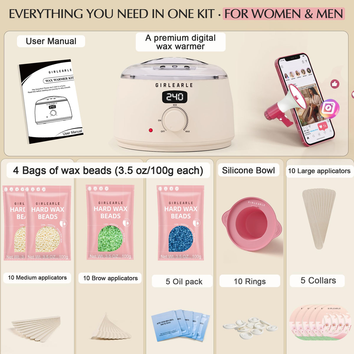 GIRLEARLE waxing kit in use on bikini area offering privacy and control