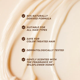 Gisou conditioner next to a hand to show 6.8 fl oz size for accurate scale and travel planning