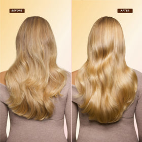 Applying Gisou mask to mid-lengths and ends showcasing repair and frizz control