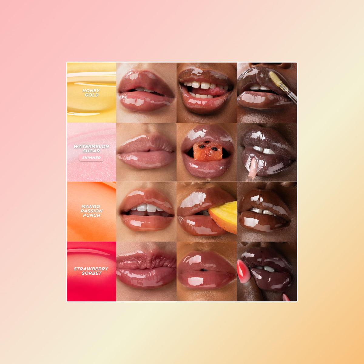 Gisou layered over lipstick to boost color and glossy hydration
