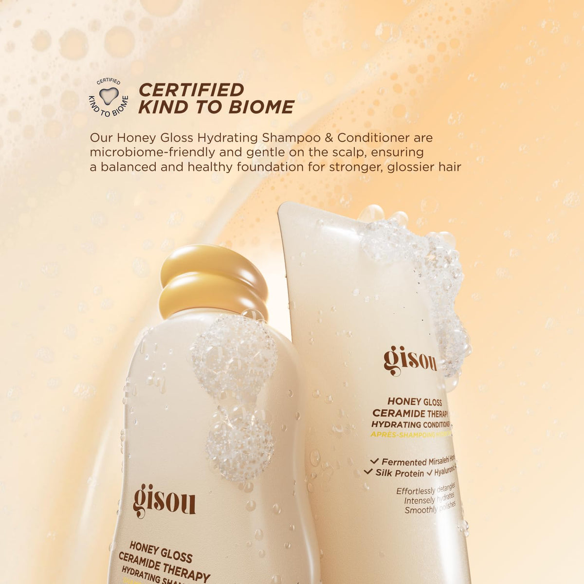 Gisou bottle in hand for scale, conveys convenient everyday use size