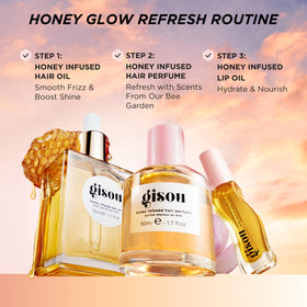 Gisou texture image suggesting argan oil and honey nourishment benefits