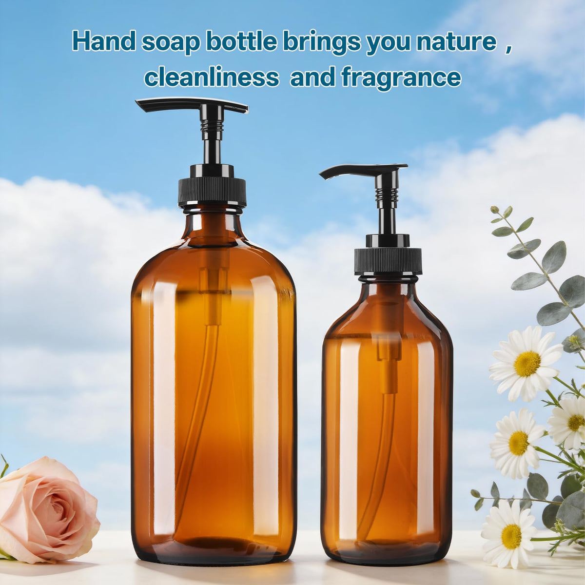 GIVAMEIHF bottle beside common items showing 8oz scale and space-saving