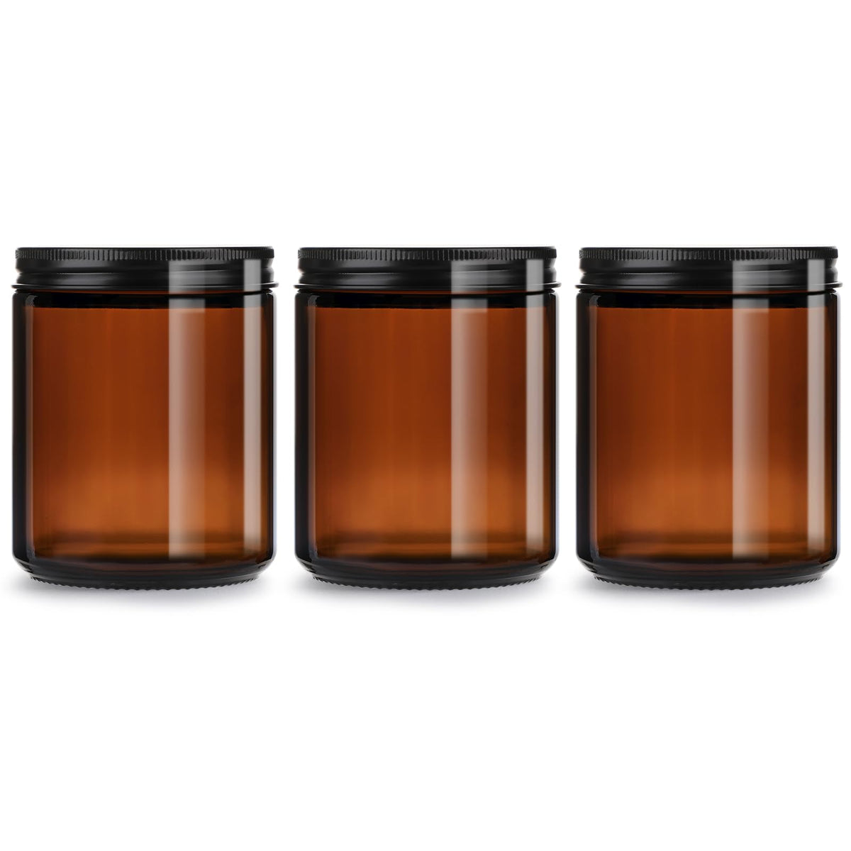 GIVAMEIHF front view of three amber jars with lids showing professional packaging benefit